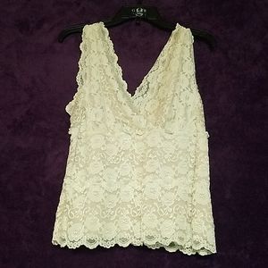 White Lace lined tank top